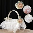 thumbnail image 5 of MOUDUO Home Essentials Wedding Bride Flower Girl Basket Silk Rose Silk Cloth Flower Basket Married Sprinkled Flower Basket Wedding Supplies Home Ornament （White）, 5 of 6