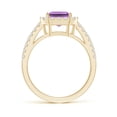thumbnail image 2 of ANGARA Natural Emerald-Cut 2.2 ct Amethyst Halo Ring in 14K Yellow Gold for Women (Size-9x7mm) | February Birthstone, Birthday, Anniversary, Jewelry Gift for Women | Natural Amethyst Ring, 2 of 8