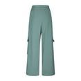 thumbnail image 5 of CQONEPT Women Trendy Denim Pants Wide Leg Drawstring High Waisted Jeans Elastic Waist Straight Leg Baggy Fall Fit Pants Green M, 5 of 6