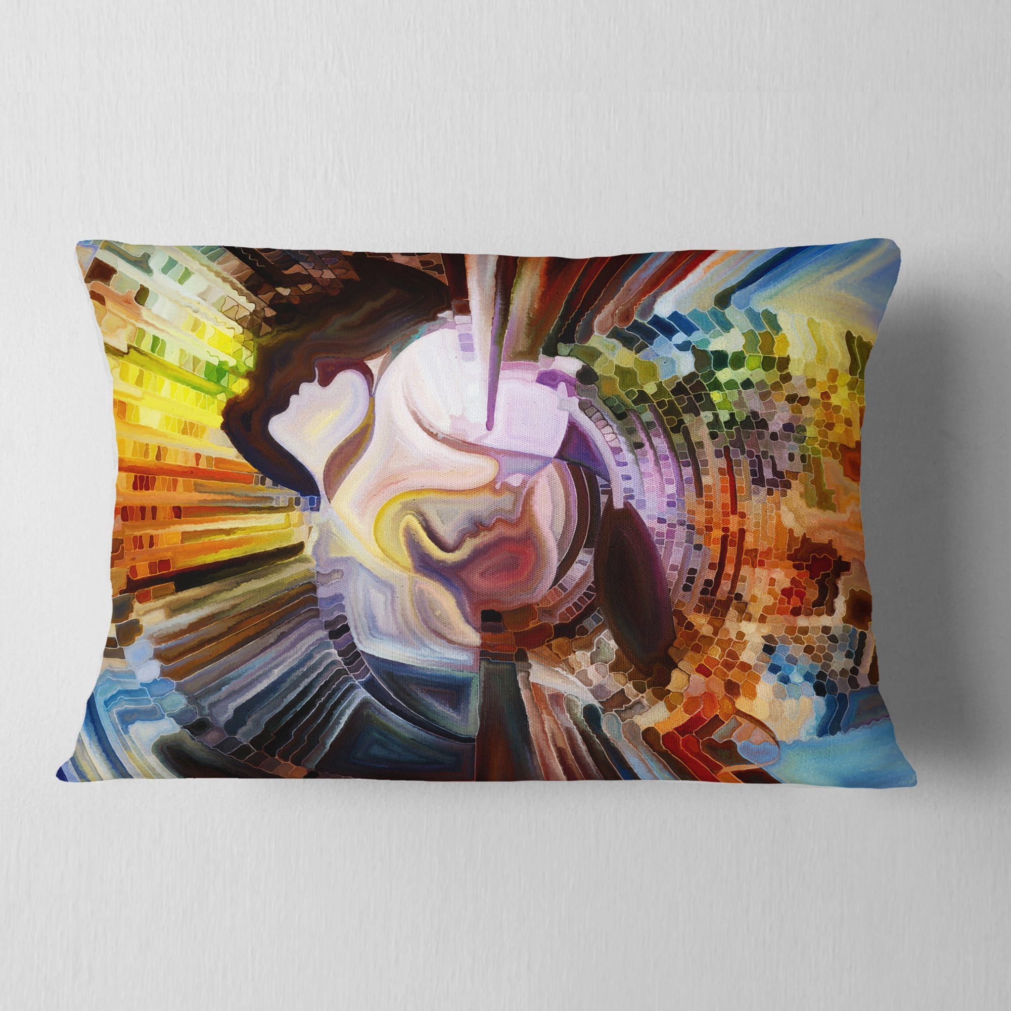 Designart Layers of Inner Paint - Abstract Throw Pillow - 12x20