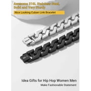 PROSTEEL Cuban Link Chain 16MM Bracelet for Men Stainless Steel Hip Pop Silver Chain Bracelets for Son, 7.4 Inches