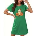 thumbnail image 2 of Tnhcen Women's 2025 Halloween Pumpkin Print Plus Size Sleep Dress Round Neck Short Sleeve Comfortable Nightgown 3XL-5XL Green, 2 of 4