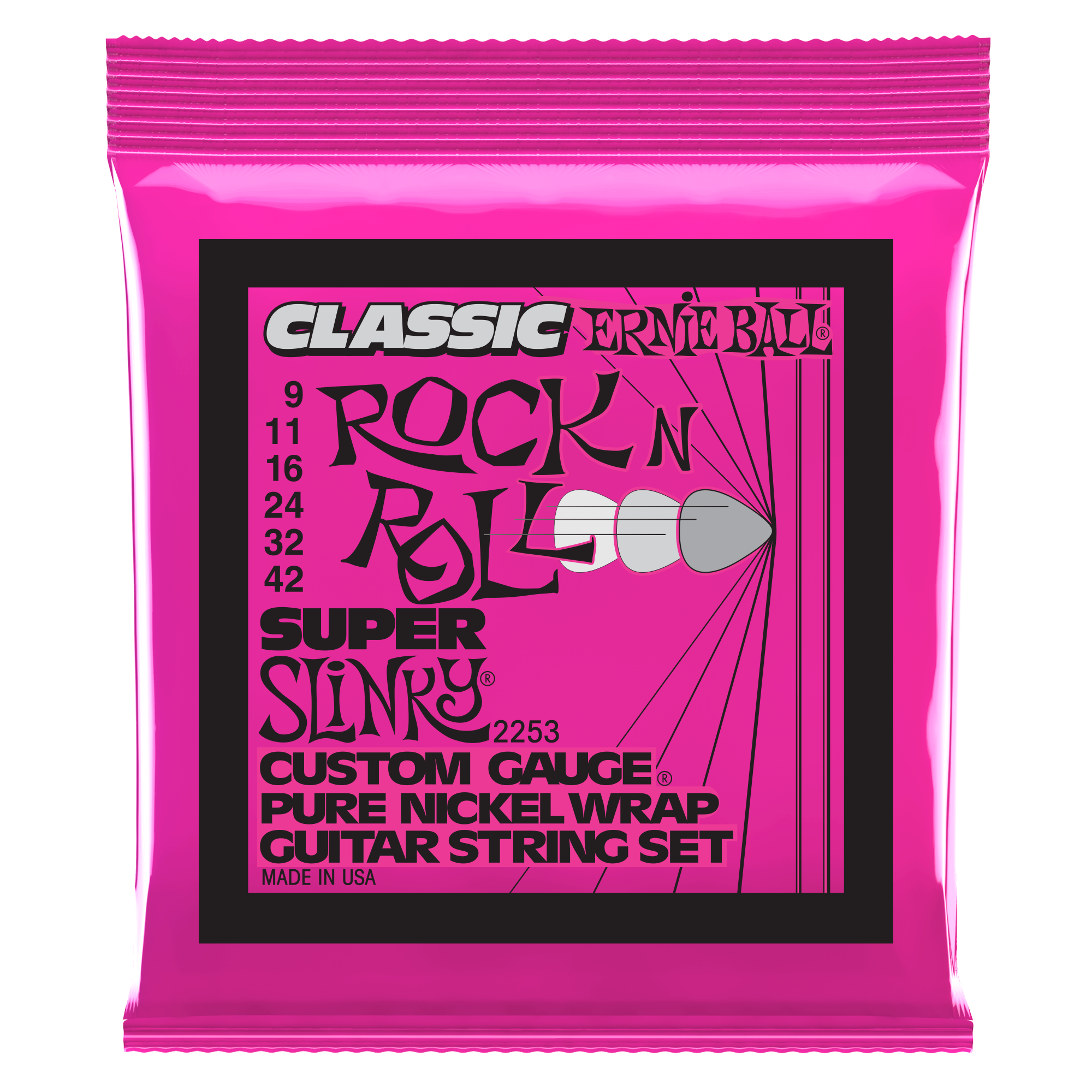 12 PACK Ernie Ball 2253 Super Slinky Pure Nickel Electric Guitar Strings 9-42