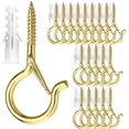 thumbnail image 1 of 20 Pack Screw in Hooks for Hanging Lights Plants, 2.2 Inch White Q-Hanger Cup Hooks Screw Ceiling Hooks Eye Hook, Wall Ceiling Mount,Gold,20, 1 of 7