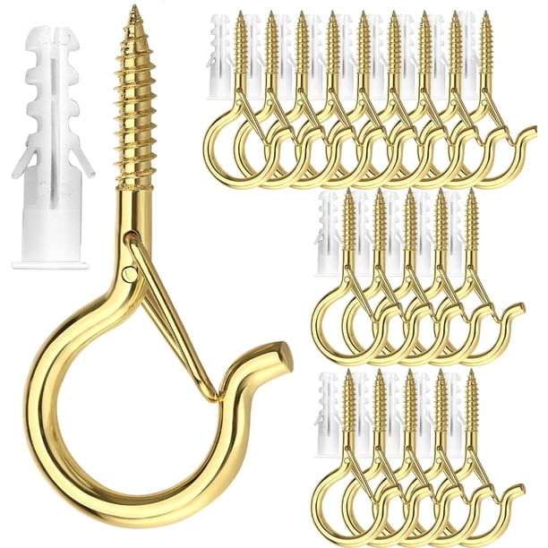 Solnnerer Paquete de 20 Ganchos de Rosca para Colgar Luces y Plantas, Ganchos para Tazas Q-Hanger Blancos de 2,2 Pulgadas, Ganchos de Techo con Tornillos, Gancho para Ojo, Montaje en Techo de Pared