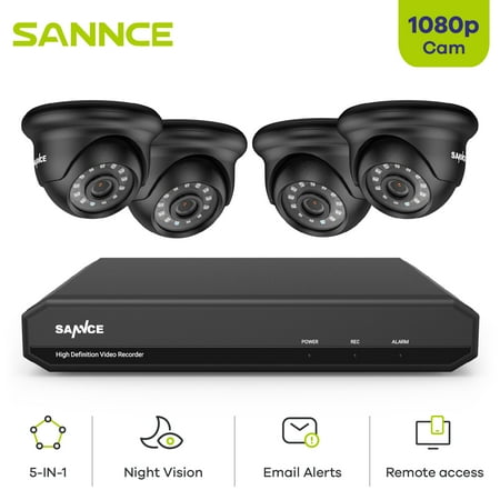 UPC: 0615116506362 | Sannce 4CH 1080P Video Security System 4x2MP Weatherproof Camera Video Surveillance Super Day/ Night Vision Without Hard Drive