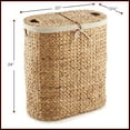 thumbnail image 2 of 2-Section Oval Laundry Hamper Clothes Basket with Lids & Liners, Hyacinth Wicker, 2 of 5