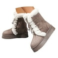 thumbnail image 3 of YLYL Women Platform Snow Boots Lace up Warm Cozy Fur Lined Round Toe Winter Boots, 3 of 9