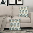 thumbnail image 3 of Blue Brown Floral Throw Pillow Covers 18x18 Blue Chinoiserie Flowers Leaves Birds Monsoon Decorative Pillows Outdoor Linen Farmhouse Cushion Case Pillowcase for Sofa Bed Room Decor Set of 2, 3 of 6