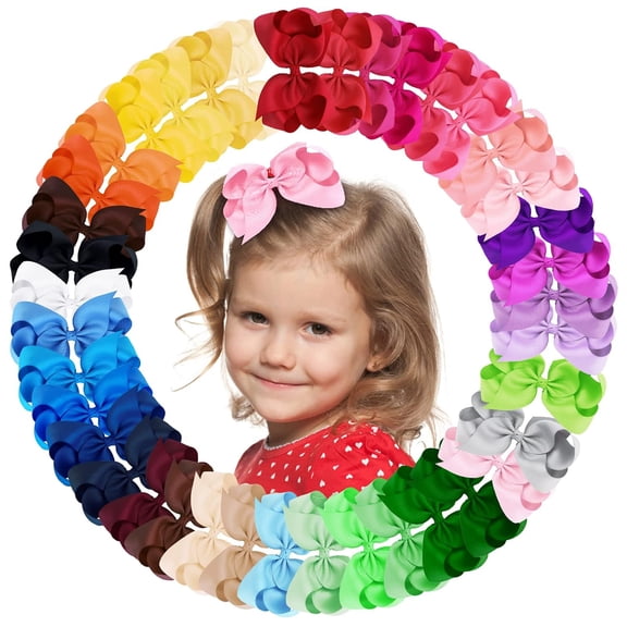 BZCOE 40Pcs 4.5" Hair Bows Clips Grosgrain Ribbon Bows Hair Alligator Clips Hair Barrettes Hair Accessories for Baby Girls Infants Toddlers Kids Teens Children(4.5 Inch,40 Colors)