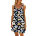 thumbnail image 2 of Ovzne Robes pour Femmes Robe Femme Col Rond Sans Manches Dégradé Teinture sur Nœuds Robe de Plage Robe de Vacances Liquidation, 2 of 6
