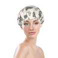 Cartoon Cute Chameleon Green Shower Cap for Women, Double Waterproof