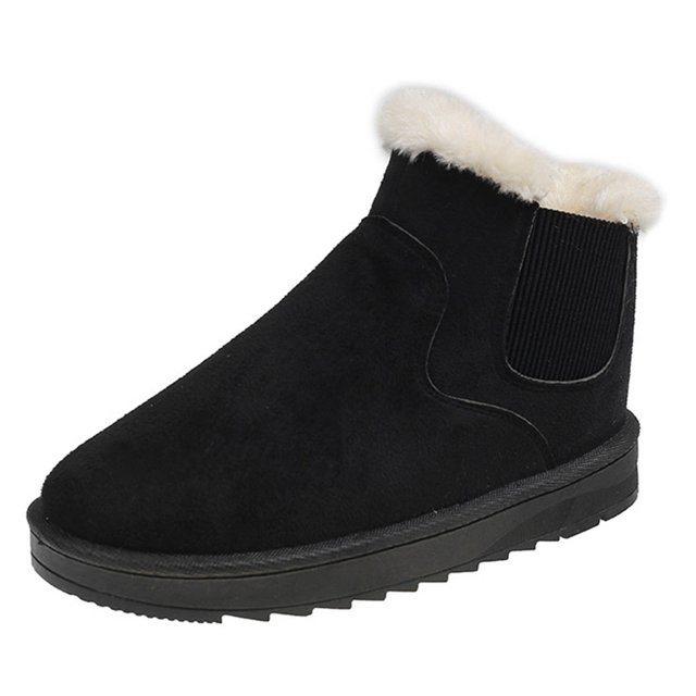Zapatos para mujer, botas de nieve gruesas y cálidas de felpa de color liso, a la moda, informales, para correr, botas vaqueras