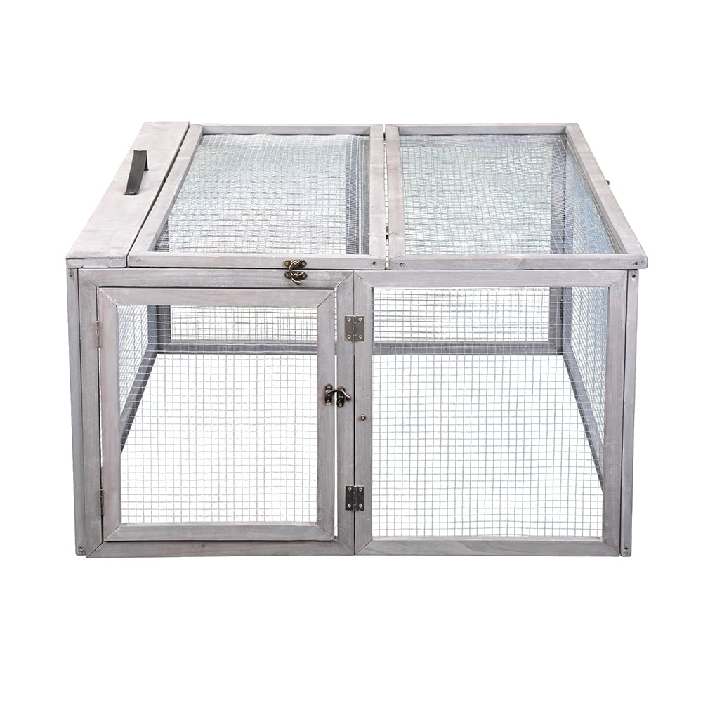 Kadyn Wood Collapsible Guinea Chick Run, Folding Rabbit Hutch with Roosting Bar, Outdoor Bunny Cage, Portable, Gray Kadyn Wood Collapsible Guinea Chick Run, Folding Rabbit Hutch with Roosting Bar, Outdoor Bunny Cage, Portable, Gray