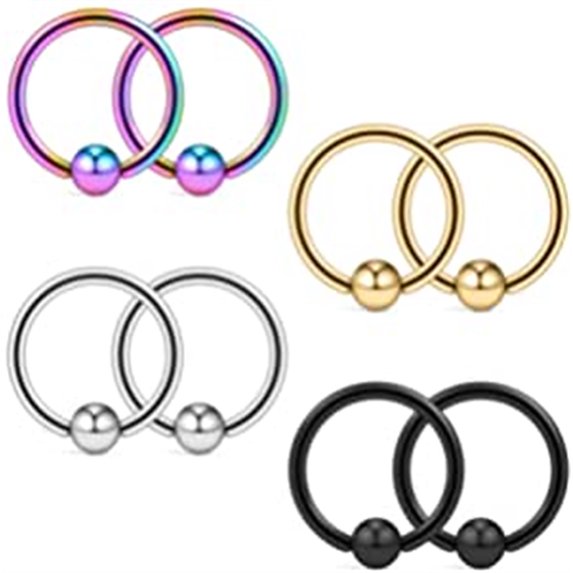 Briana Williams Assorted Colors Stainless Steel Body Jewelry Ball Eyebrow Ear Navel Belly Lip Piercing Bar Ring 16G