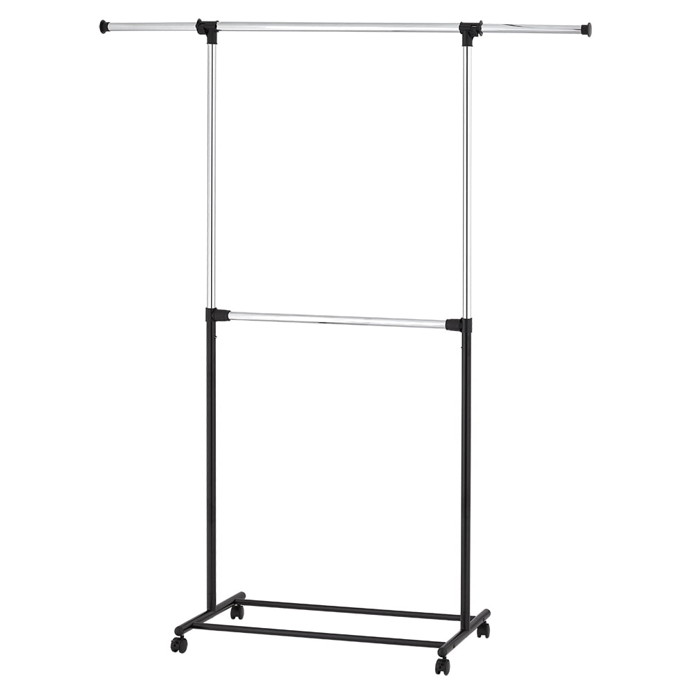 Mainstays 2 Tier Chrome Adjustable Garment Rack, Silver/Black Walmart