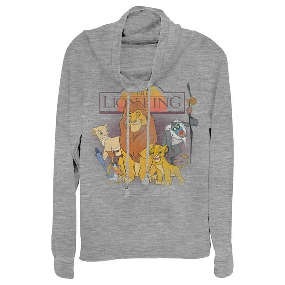 Junior's Lion King Family  Cowl Neck Sweatshirt Gray Heather Small