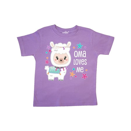 

Inktastic Oma Loves Me- cute and happy llama Gift Toddler Boy or Toddler Girl T-Shirt