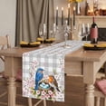 thumbnail image 2 of Table Runners 70 Inches Long Dress Scarves, Birds Floral Farmhouse Coffee/Dining/Kitchen Table Decor, Holiday Table Runner, Farmhouse Country Pink Flower Leaf Grey Plaid 13x70 Inch, 2 of 9