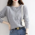 thumbnail image 2 of Cárdigan de punto de manga larga para mujer, chaqueta corta con cuello redondo, suéter sencillo e informal holgado de primavera y otoño, 2 of 6