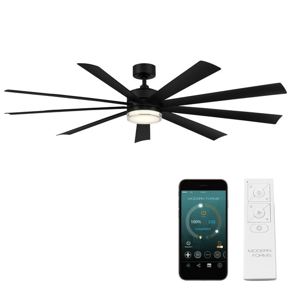 Wynd XL 72" Matte Black Integrated LED Smart Ceiling Fan with Remote Control