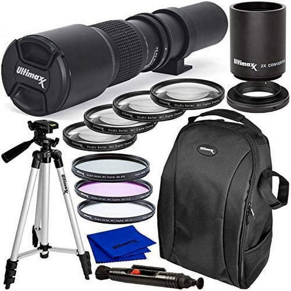 Ultimaxx 500mm f/8 Preset Telephoto Lens Kit for Nikon D7500, D500, D600, D610, D700, D750, D800, D810, D850, D3100, D3200, D3300, D3400, D5100, D5200, D5300, D5500, D5600, D7000, D7100, D7200