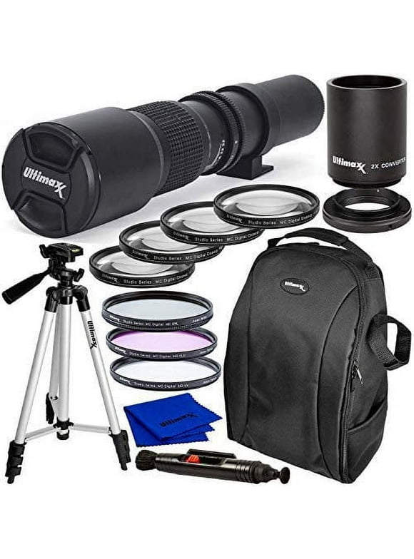 Ultimaxx 500mm f/8 Preset Telephoto Lens Kit for Nikon D7500, D500, D600, D610, D700, D750, D800, D810, D850, D3100, D3200, D3300, D3400, D5100, D5200, D5300, D5500, D5600, D7000, D7100, D7200