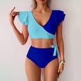 thumbnail image 4 of MSJUHEG Tie Bikini,Full Coverage Swimsuits for Women,Push Up,Bathing Suit for Women,Halter Swimsuits for Women,Summer Swimsuit,Plus Size Bathing Suit for Women Blue 2XL, 4 of 7