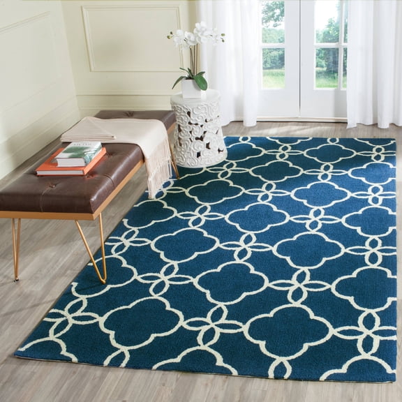 SAFAVIEH Four Seasons Vaska Geometric Area Rug, Navy/Ivory, 5' x 8'