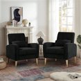thumbnail image 5 of LoLado Mid-Century Modern Accent Chair, Upholstered Armchair, Comfy Single Sofa with Metal Legs, Polyester Fabric Chair for Living Room Bedroom, Black, 5 of 12