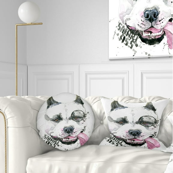 Designart Funny Dog with Single Lens - Contemporary Animal Throw Pillow - 12x20