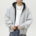 thumbnail image 4 of KHONTS Zip up Reversible Hoodies for Men Long Sleeve Casual Fall Winter Comfort Fashion Unisex Jacket Coat Light Gray XL, 4 of 7