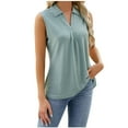 thumbnail image 4 of FAIWAD Womens Summer Sleeveless Tank Tops Trendy Lapel V Neck T Shirt Casual Dressy Blouse Tops, 4 of 5