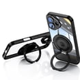 thumbnail image 5 of Compatible with iPhone 16 Plus Case, [Military Grade Drop Tested][Camera Lens Protection][Built in Kickstand] Translucent Tempered Glass Slim Back Soft Edge Magnetic Cover,Black, 5 of 8