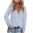 thumbnail image 2 of CEHVOM Chemise en Chiffon Décontractée à Col en V Fragmentée Manches Courtes pour Femmes en Solde, 2 of 3