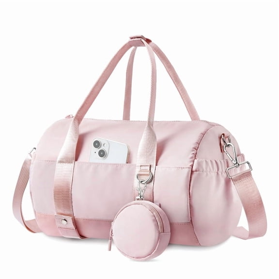 Topeast Gym Duffle Bag for Women with Mini Bag, Sports Dance Ballet Bag with Yoga Mat Holder, Weekender Overnight Bags, Travel Essentials, Pink