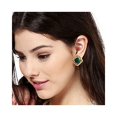 thumbnail image 3 of Estele Brass Metal 24Kt Gold Plated Green Enamel Stud Earrings For Women (Gold), 3 of 4