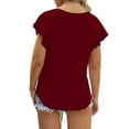 thumbnail image 4 of Timegard Womens Tops Ruffle Cap Sleeve Plus Size V Neck Tunic Tops Dressy Casual Drop Shoulder Blouse, 4 of 7