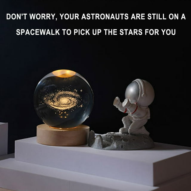 Bola de cristal de astronauta de galaxia planetaria luminosa con luz de noche de empuje manual de astronauta Fuente de alimentación USB para mantener el calor / luz de noche rgb regalo para Wmkox8yii gf7609