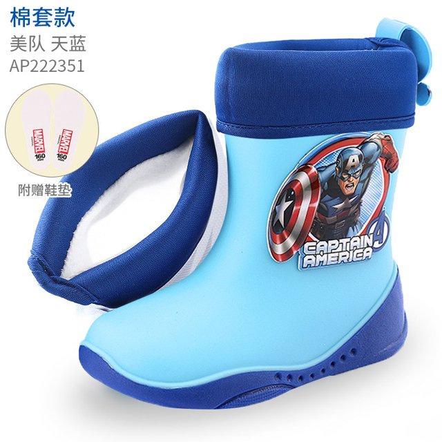Botas de lluvia para niños de Disney frozen elsa, zapatos de lluvia para niños y niñas, pupilas ligeras antideslizantes, además de zapatos de agua de terciopelo para bebés, plantilla 160 de 160mm Gao Jinjia LED