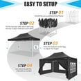 thumbnail image 4 of COBIZI 10x15 Pop up Canopy Tent Heavy Duty with 4 Sidewalls Tents for Parties Outdoor Canopy Event Tent Wedding with Roller Bag,Upgraded UV 50+ , Thick Hexagonal Legs, black, 4 of 8