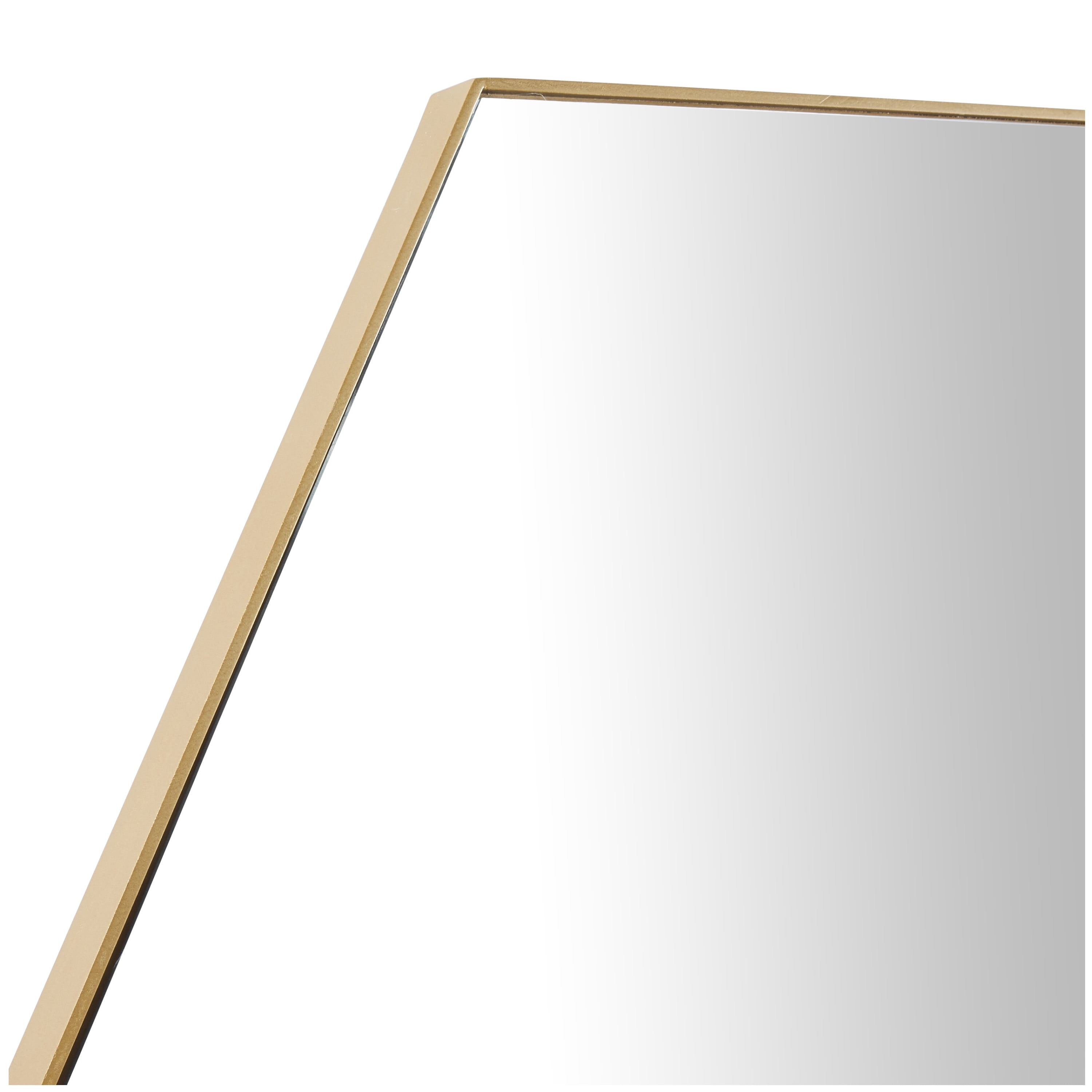 DecMode 40" x 35" Gold Hexagon Wall Mirror with Thin Minimalistic Frame