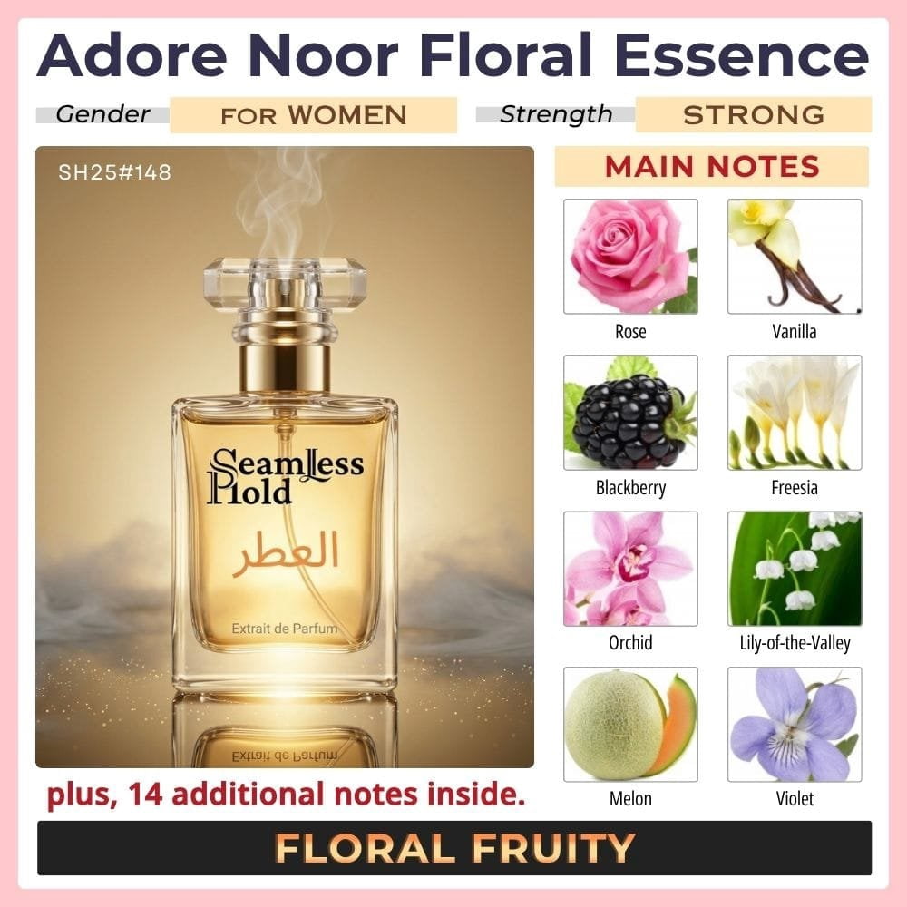 Seamless Hold Adore Noor Floral Essence White Floral Fruity Musk Perfume for Women Parfum | Inspired Luxury Fragrance | Long-Lasting Scent - 1 oz (30 ml)