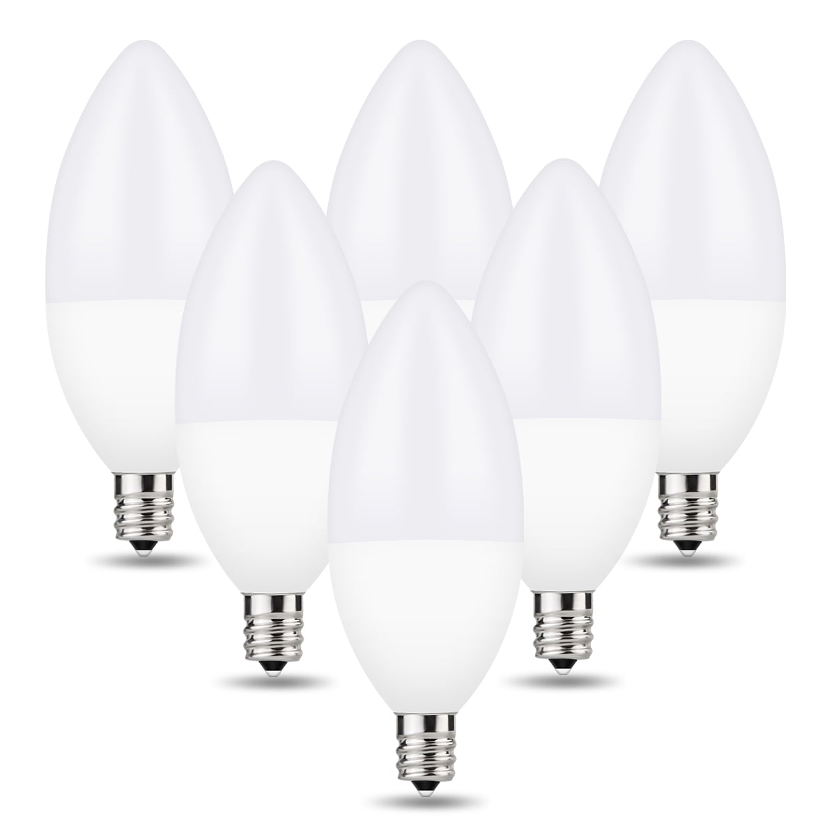 6W E12 LED Candle Bulbs, 60W Incandescent Equivalent, Warm White 5000K, Light Bulbs, 550LM, Energy Saving Light bulbs, Pack of 6