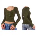 thumbnail image 3 of Blusa de Larga con Estampado de Hadas Grunge para Mujer, Estilo Otoño Y2k, con Cuello Cuadrado y Encaje, Estilo Vintage, Estilo Entallado. Verde M, 3 of 7