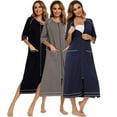 thumbnail image 7 of Wuffmeow Women's Sleepwear Zipper Down Duster Short Sleeve House Dress Nightgown S-XXL, 7 of 7