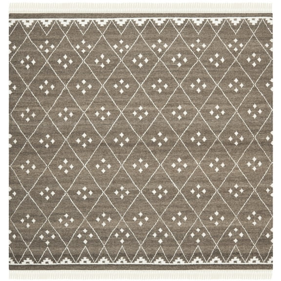 SAFAVIEH Natural Kilim Blaine Geometric Area Rug, Brown/Ivory, 7' x 7' Square