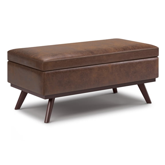 Mid-Century Modern Rectangular Lift-Top Coffee Table Ottoman with Hidden Storage in Chic Upholstery for Living Room Decor