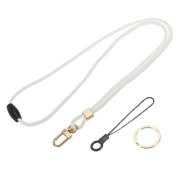 Uxcell Neck Lanyard Strap for Keys, Adjustable ID Badges Holder Long Keychain Lanyard with Metal Buckle, White