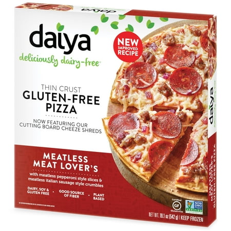 Daiya Deliciously Dairy Free Thin Crust Meatless Meat Lovers Pizza 19.1 Ounce — 8 per case. Daiya Deliciously Dairy Free Thin Crust Meatless Meat Lovers Pizza 19.1 Ounce — 8 per case.